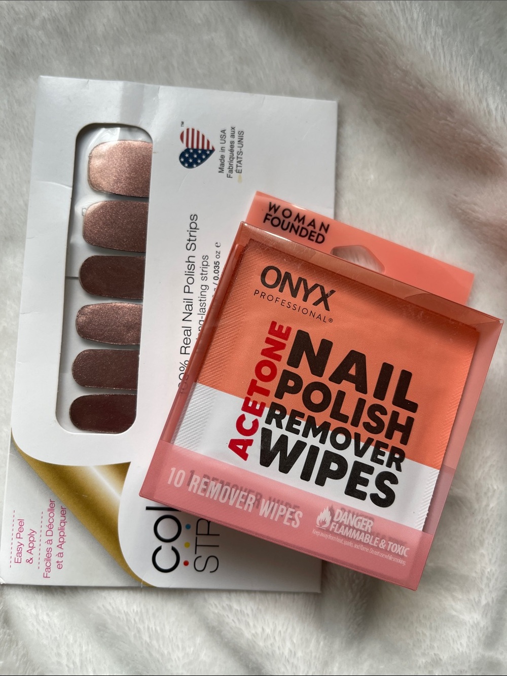 Color Street Nail Polish Strips + Acetone Nail Polish Remover Wipes Manicure Set